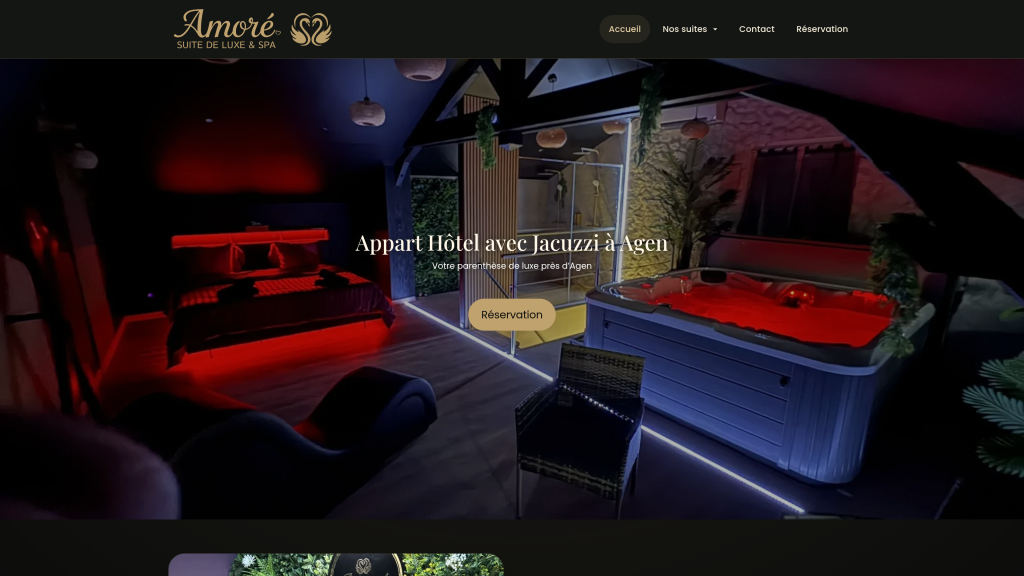 Site de Amore Hôtel & SPA créé par DGWEB, vu sur ordinateur