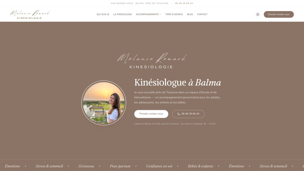 Site de MR Kinésiologue créé par DGWEB, vu sur ordinateur